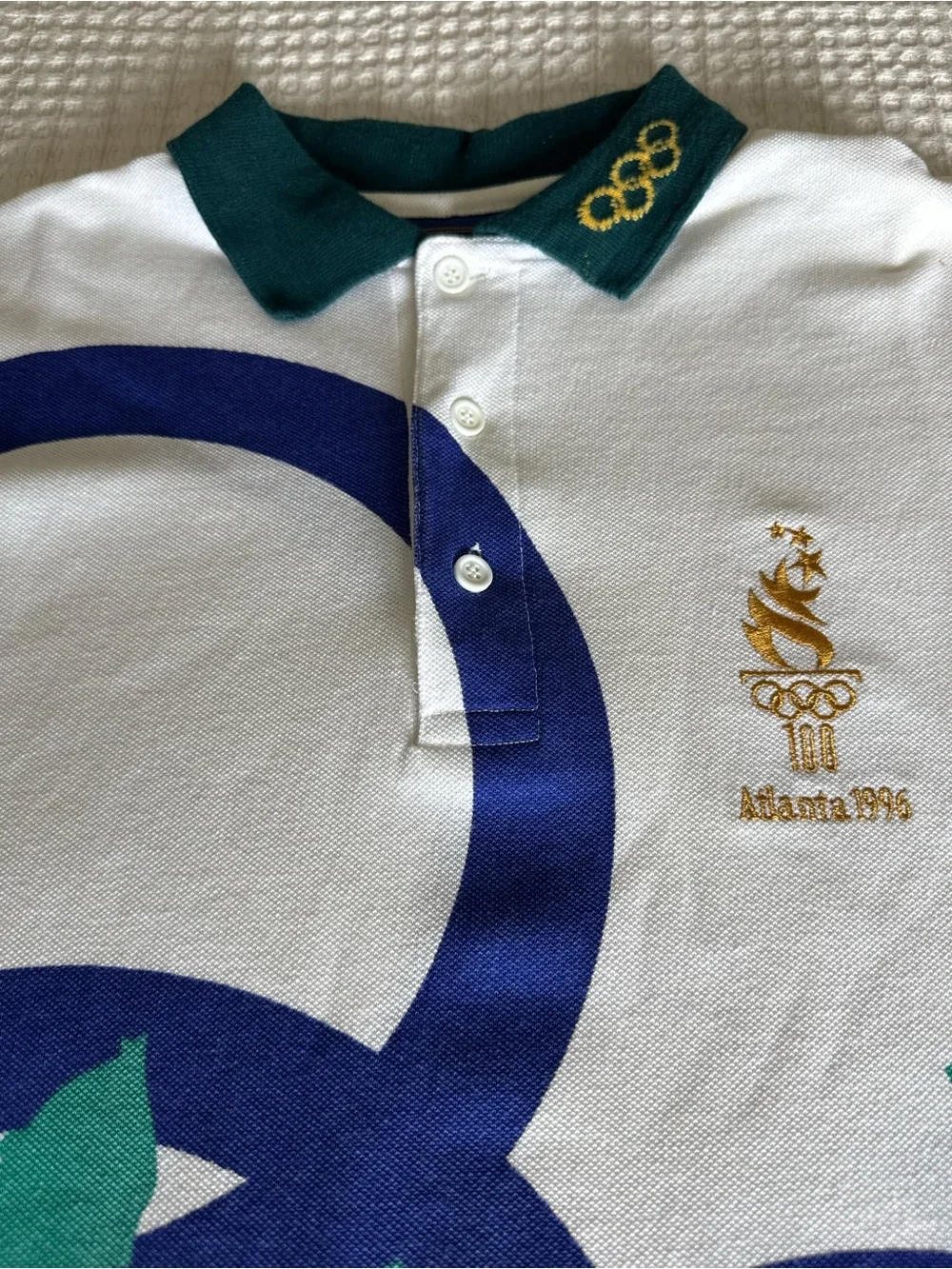 Brand new Vintage 1996 Atlanta Olympics Haynes White staff Polo with graphics - Picture 6 of 8